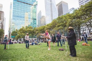 People at Bryant Park, A Privately managed park in NYC